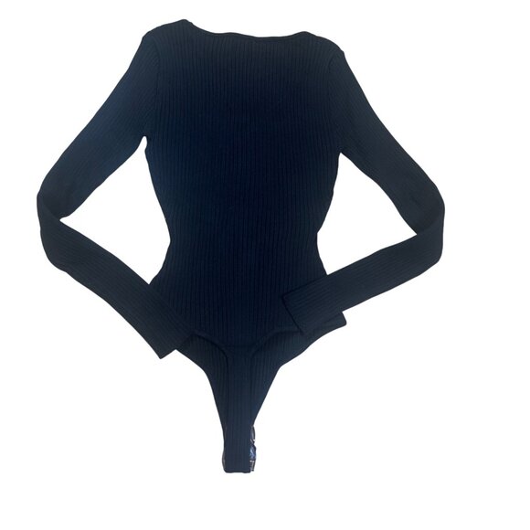 NWT Princess Polly Ribbed Bodysuit Long Sleeve Black Size Large / X Large - Picture 7 of 8